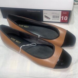 BNIB Nine West wnTelands Flat Women's Ballet Pecan/Black Size US 10 M